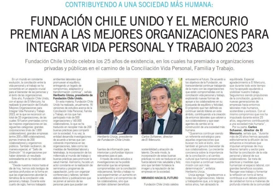 Edición Especial del Estudio 2023 publicada en El Mercurio